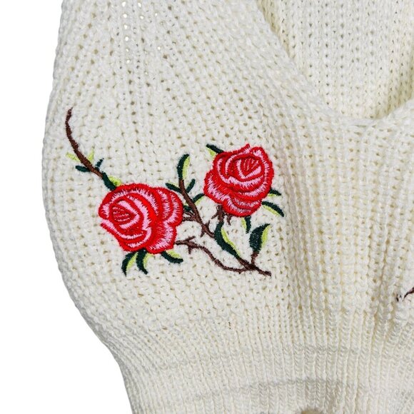 Papaya Crochet Embroidered Fringe Crop Top Festival Medium Floral Boho - Picture 5 of 6